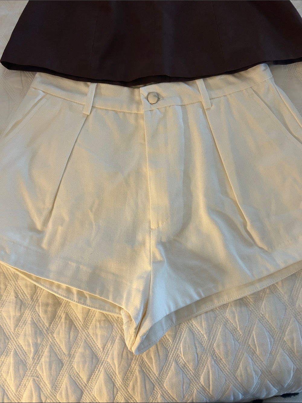 Zara High-Rise Cream Tailored Women’s Shorts